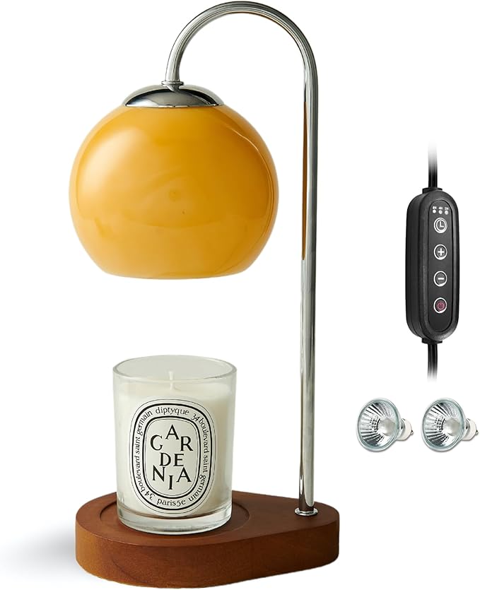 Kimikata Modern Candle Warmer Lamp with Timer and Dimmer, Dimmable Electric Candle Lamp Warmer, Wax Melt Warmer, Glass wit...