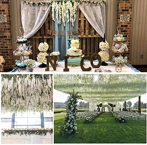WONICE Artificial Wisteria Hanging Flowers Fake Wisteria Flower Garland Silk Vines Rattan Decor for Home Wedding Arch Wall...