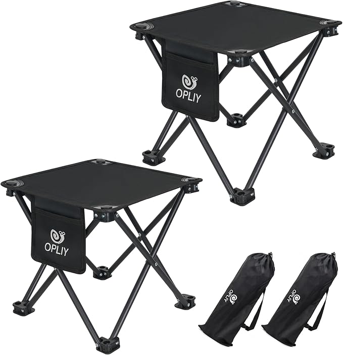 Opliy Camping Stool 2 Pack,13 Inch Portable Folding Stool for Outdoor Gardening and Beach Hiking Fishing,Foot Stool with C...