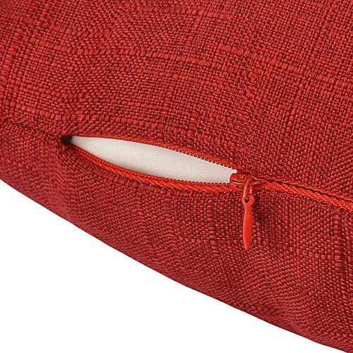 RainRoad Red Decorative Throw Pillow Cover for Sofa Couch Bedroom Car Cotton Linen Pillow Case Cushion Cover Set of 2,18x1...