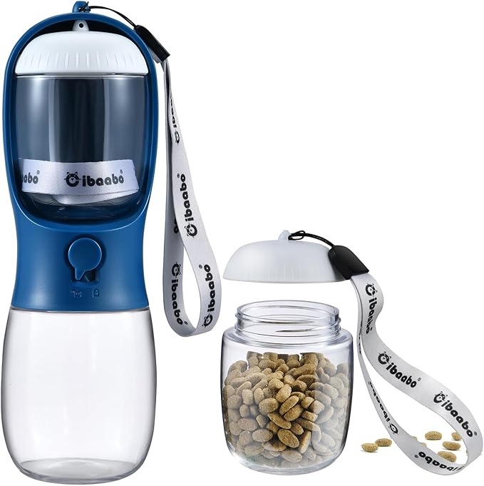 Cibaabo Dog Water Bottle with Food Container, Travel Puppy Water Bowl, Portable Pet Dispenser, Dog Stuff Accessories Item...
