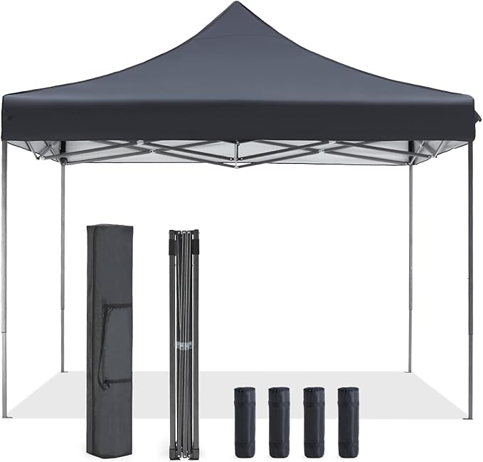 OLIXIS 10x10 Ft Pop Up Canopy Tent, Waterproof Portable Outdoor Shade Canopy with Sand Bags for Beach, Backyard Parties & ...