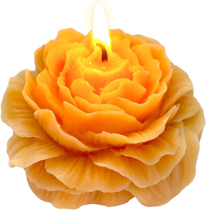 Light-Orange Peony Flower Shape Candles for Women - Aromatic Pastel Aesthetic Candle with Jasmine Fragrance - Christmas Gi...
