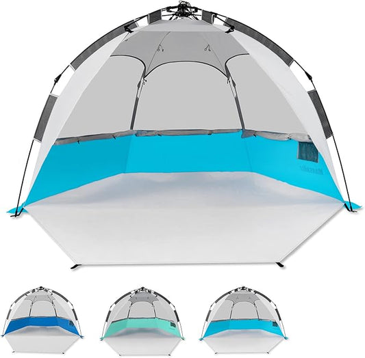 Mansader Beach Tent Pop Up Shade, Instant Beach Tents Sun Shelter with UPF 50+ UV Protection, Lightweight & Easy Setup Tent