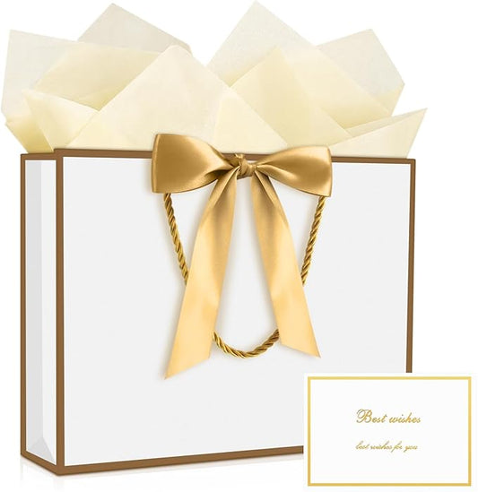 YoungTree Medium Mothers Day Gift Bag with Ribbon and Greeting Card 2 Tissue Papers, Mothers Day Bag, Birthday Gift Bags w...
