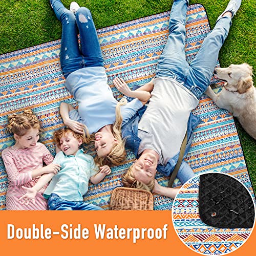 PY SUPER MODE Picnic Blankets Extra Large, Waterproof Foldable Outdoor Beach Blanket Oversized 83x79” Sandproof, 3-Layer P...