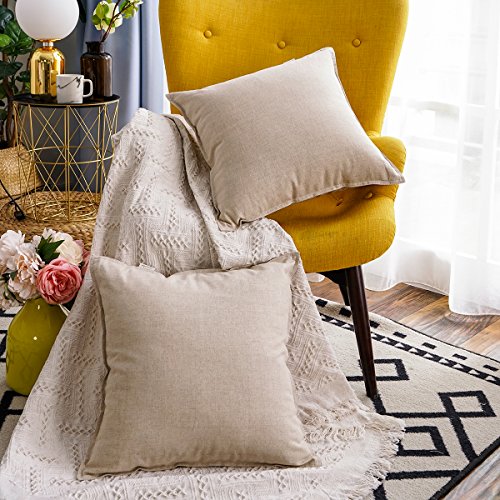 Jeanerlor Set of 2 Decorative Cotton Linen Couch 26"x26" Throw Pillow Case for Sofa Durable Classy, Comfortable Cushion Co...