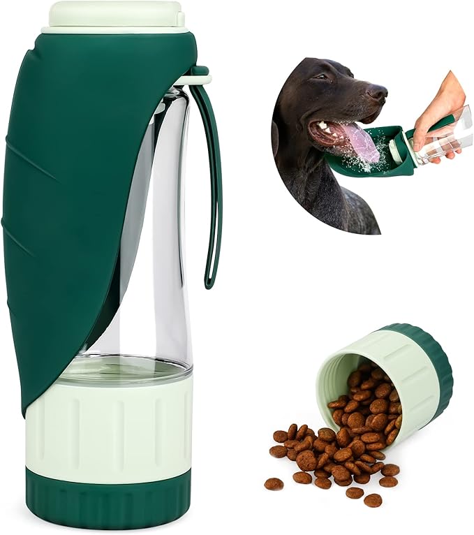 TIOVERY Upgraded Dog Water Bottle, Portable Dog Cat Puppy Pet Water Dispenser Feeder with Drinking Cup and Food Container ...