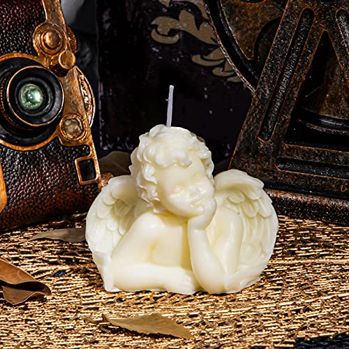Nuanchu 2 Pieces Eclectic Angel Decor - White Angel Scented Candle Wax Vegan Candle for Trendy Bedroom Decorative