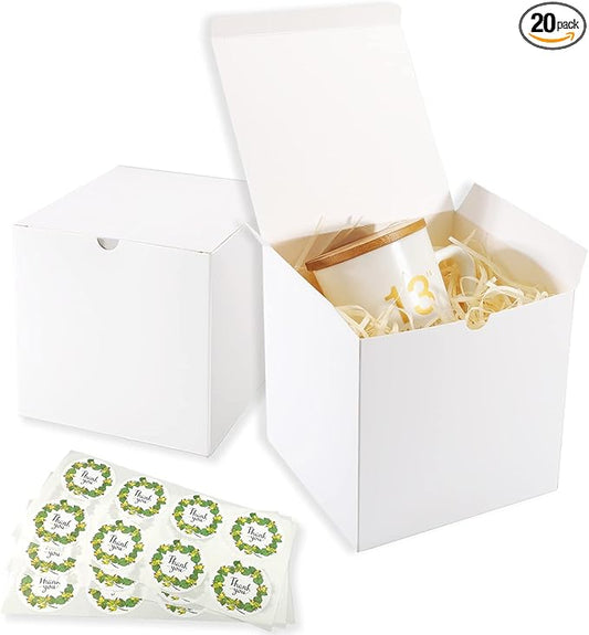 Frantis 5x5x5 White Gift Boxes 20 Pack, Small Cube Present Boxes with Lids for Birthday, Wedding, Christmas, Cupcake, Brid...