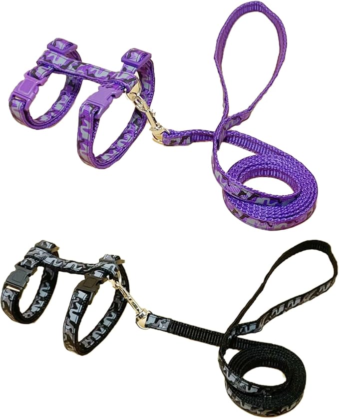 2 Pack Cat Harness and Leash Set with Collar, Escape Proof & Adjustable Kitten Harness for Small to Medium Cats, Walking &...