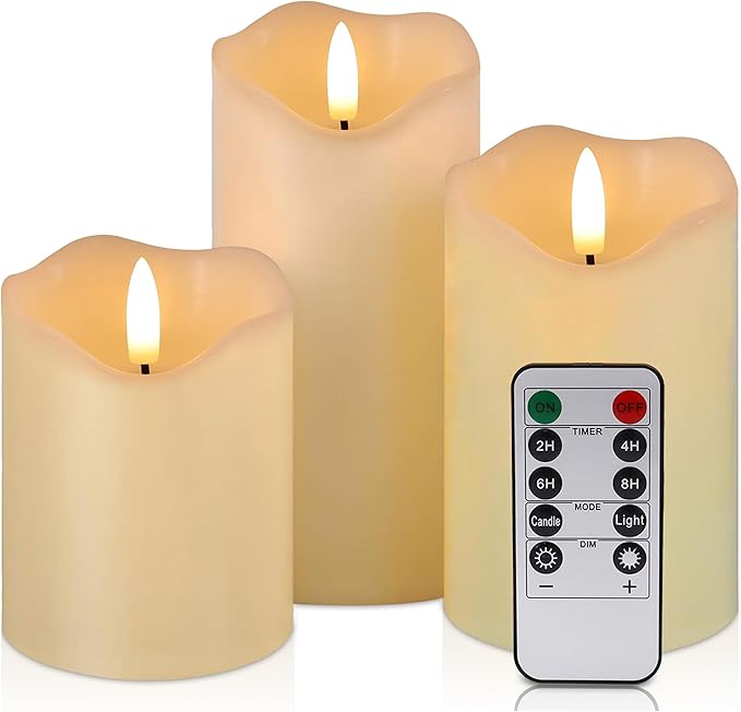 VIEWELLD Flickering Flameless Candles with Remote and Timer, Realistic LED Candles, Battery Operated Candles for Christmas...