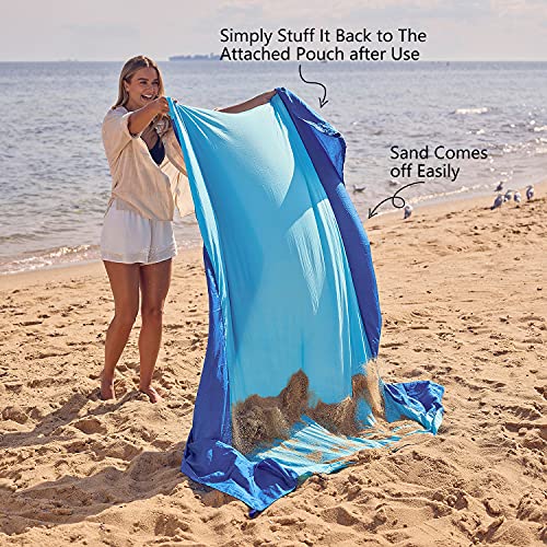 WEKAPO Beach Blanket Sandproof Waterproof, Extra Large Beach Mat, Oversized & Compact Sand Free, Quick Drying Beach Essent...