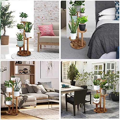 GEEBOBO 5 Tiered Tall Plant Stand for Indoor, Wood Plant Shelf Corner Display Rack, Multi-tier Planter Pot Holder Flower S...