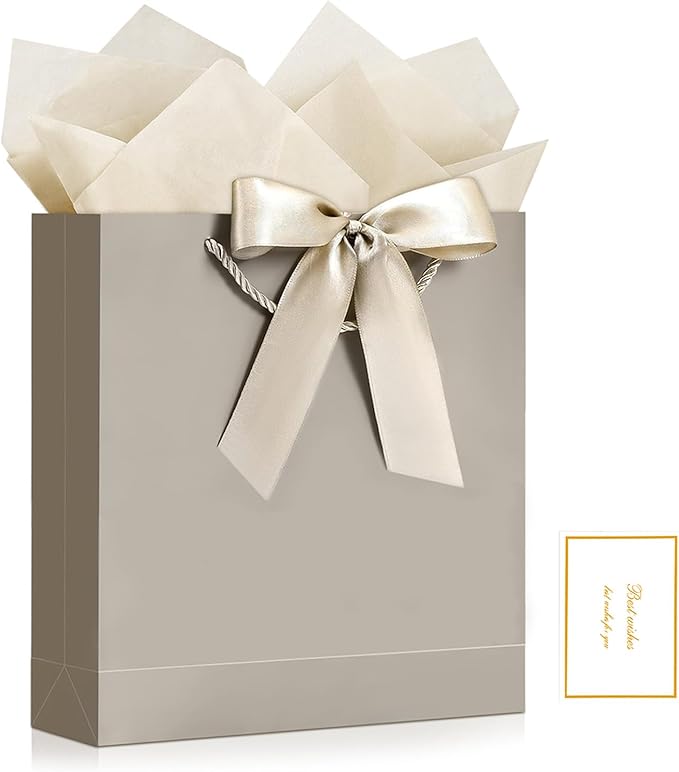 YoungTree Medium Mothers Day Gift Bag with Ribbon and Greeting Card 2 Tissue Papers, Mothers Day Bags, Paper Birthday Gift...