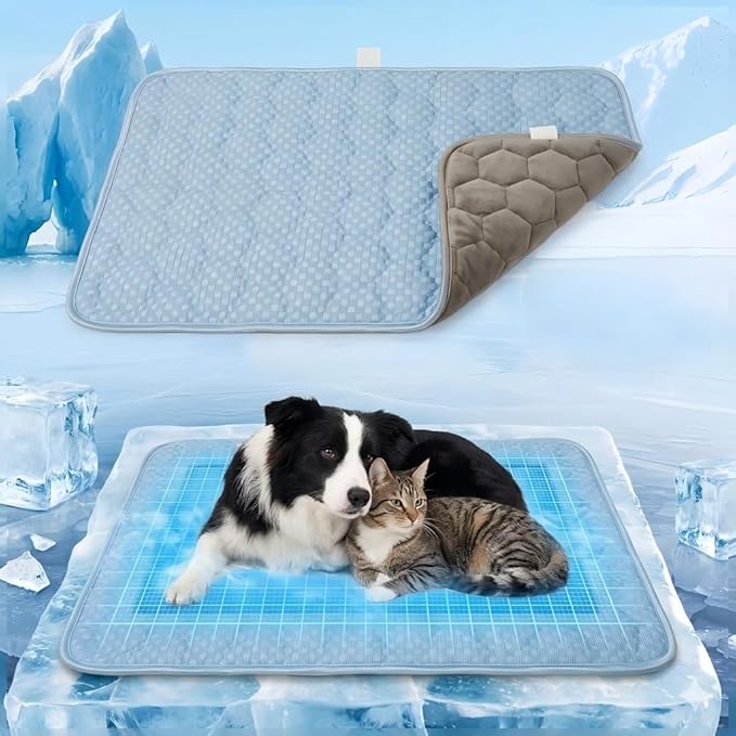 Lesguyor Dog Cooling Mat Q-MAX>0.5 Self-Cooling Mat for Dogs Crate Pad for Dogr, 2-in-1 Long-Lasting Cool Mats and Soft Ke...
