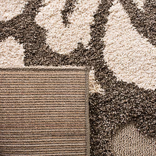 SAFAVIEH Florida Shag Collection Area Rug - 6' x 9', Smoke & Beige, Floral Design, Non-Shedding & Easy Care, 1.2-inch Thic...