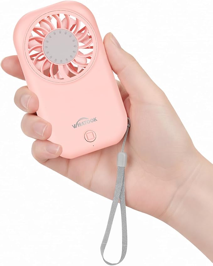 WHATOOK Mini Fan Small Portable Fans: 5 Speeds Personal Makeup Handheld Fans USB Rechargeable, Lightweight Home Office Out...