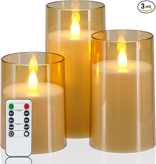 Homemory Realistic Flickering Flameless Candles, Battery Operated Candles with Remote Control and Timer, LED Fake Electric...