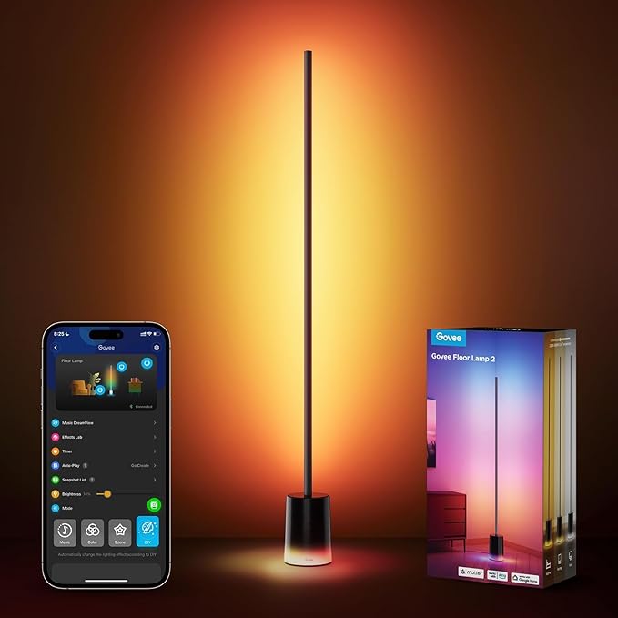 Govee Floor Lamp 2, RGBIC, Warm Cool White LED, Compatible with SmartThings, Matter, Alexa, 1725lm, Music Sync, Scene Mode...