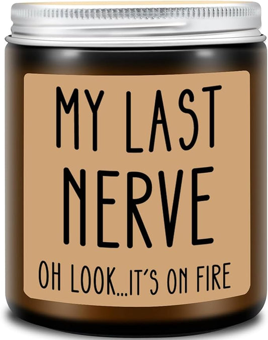 Homsolver Gifts for Women Men, Birthday Gifts for Women, Mom, Her, Him - My Last Nerve Lavender Candles - Funny Best Frien...