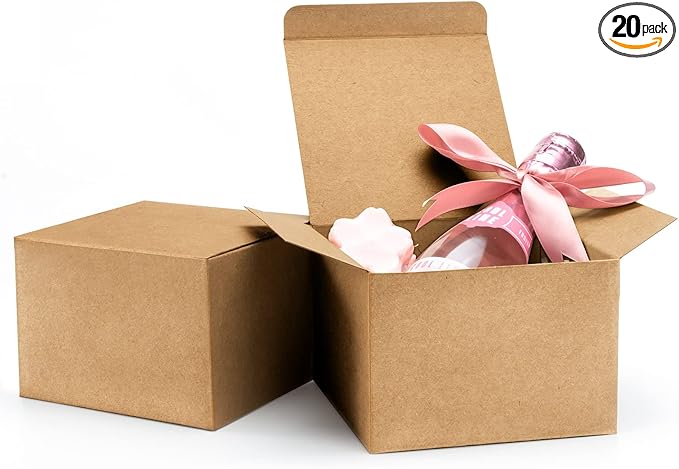 ValBox 5x5x3.5 Brown Gift Boxes, 20 PCS Gift Boxes with Lids for Presents, Small Bridesmaid Box for Gifts, Wedding, Crafti...