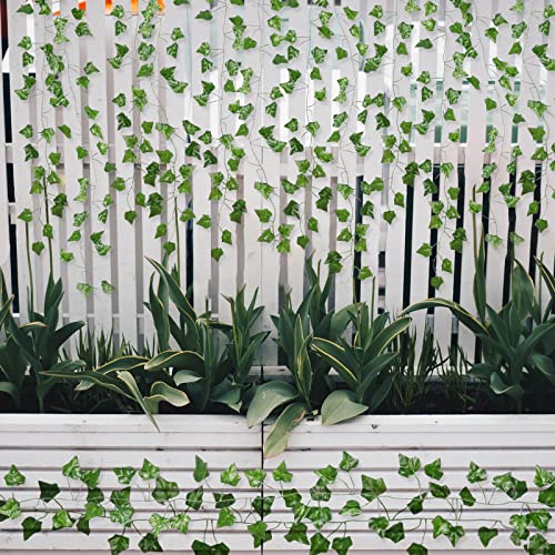 Fake Vines for Room Decor(12 Pack 84 Feet) Aesthetic Artificial Plant Ivy Leaves Hanging Greenery Garlands for Home Bedroo...