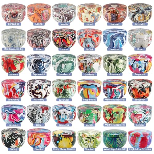 36-Pack Long-Lasting Scented Candles Gift Set, 2.5oz Soy Wax with Essential Oils for Aromatherapy and Home Fragrance, Perf...