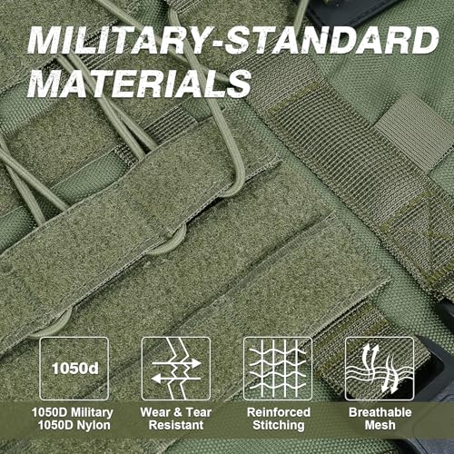 Yungaspy No Pull Tactical Dog Harness for Large Dogs, Escape Proof Molle Dog Vest Harness and Leash Set, Adjustable Milita...