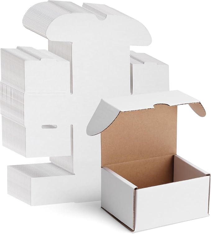 WIFTREY 50 Packs 4X3X2 Small Shipping Boxes, White 4 x 3 x 2 inches Corrugated Cardboard Box for Packaging Small Business,...