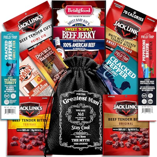 Beef Jerky Gift Baskets For Men - Meat And Cheese Gift Baskets, Birthday Gifts For Men Who Have Everything With Beef Jerky...