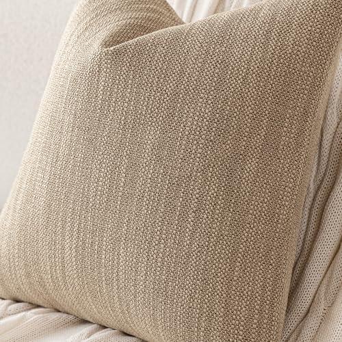 Foindtower Set of 2 Decorative Textured Burlap Linen Throw Pillow Covers Farmhouse Boho Cushion Cover Solid Accent Pillowc...