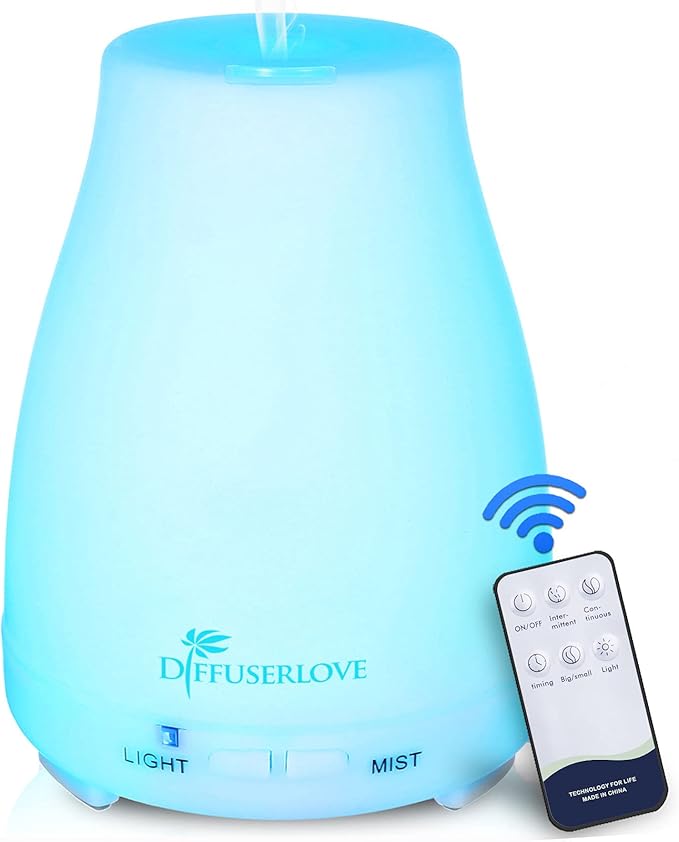 Diffuserlove Essential Oil Diffusers 200ML Remote Control Ultrasonic Mist Humidifiers BPA-Free Aromatherapy Diffuser with ...