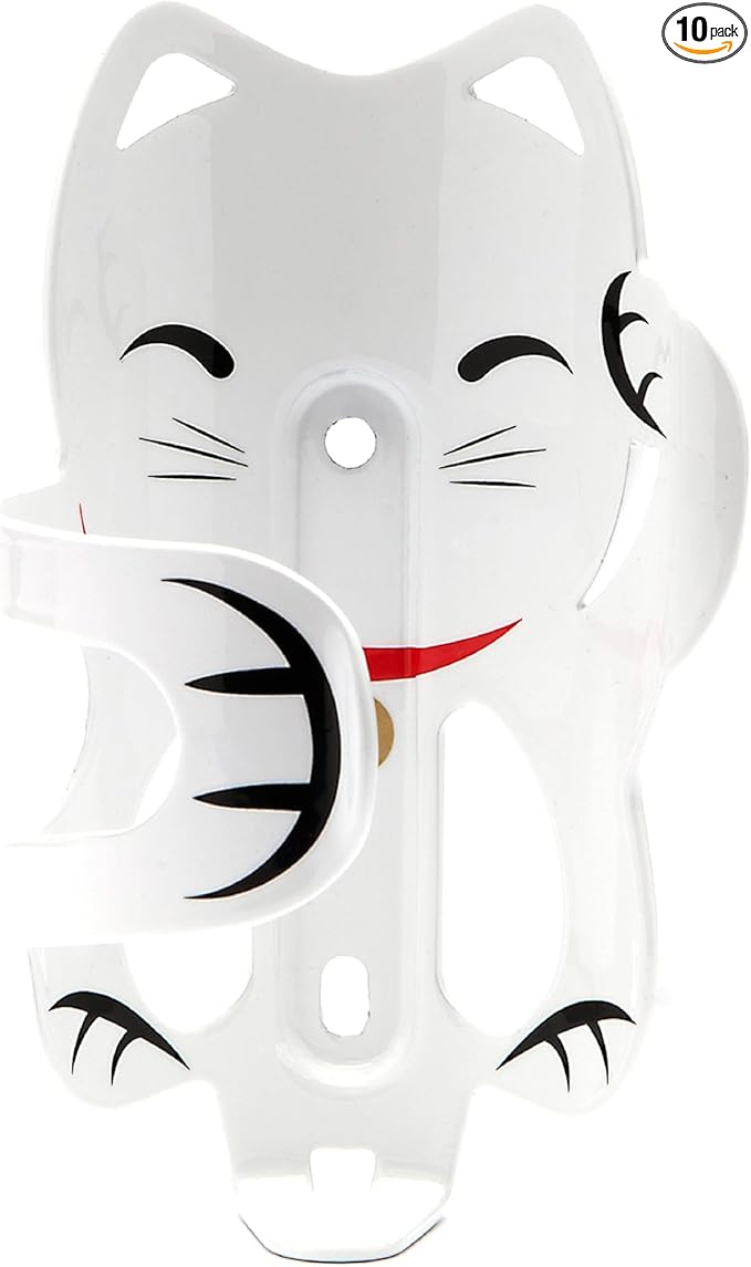 Portland Design Works Water Bottle Cage - Lightweight Water Bottle Holder for Bikes, Lucky Cat Cage, White