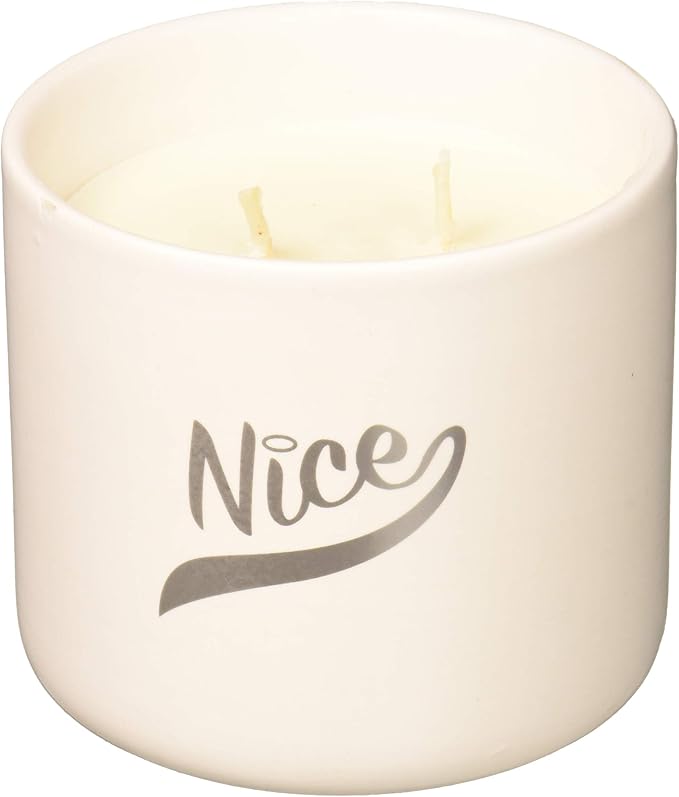 DecoFlair CDL6514 White Ceramic Holiday Nice Candle