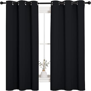 NICETOWN Pitch Black Solid Thermal Insulated Grommet Blackout Curtains/Drapes for Bedroom Window (2 Panels, 42 inches Wide...