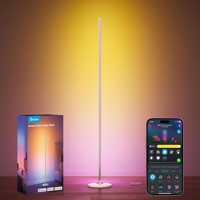 Govee RGBIC Floor Lamp Basic, LED Corner Lamp Works with Alexa, 1000lm Modern Floor Lamp with Music Sync and 16 Million DI...