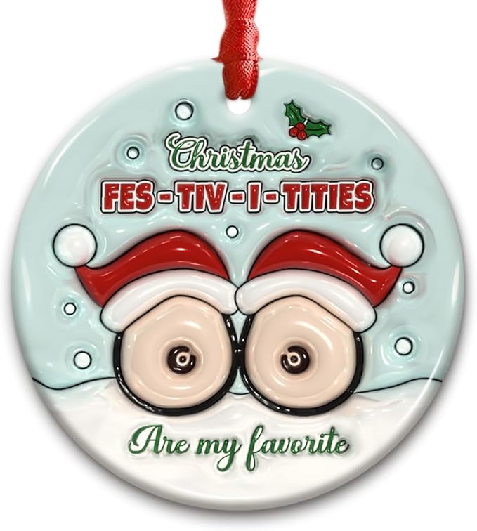 CHOANG Funny Christmas Ornament 2026 - Humorous Ceramic Tree Decoration with 3D Printed Effect - White Elephant Gift Idea ...