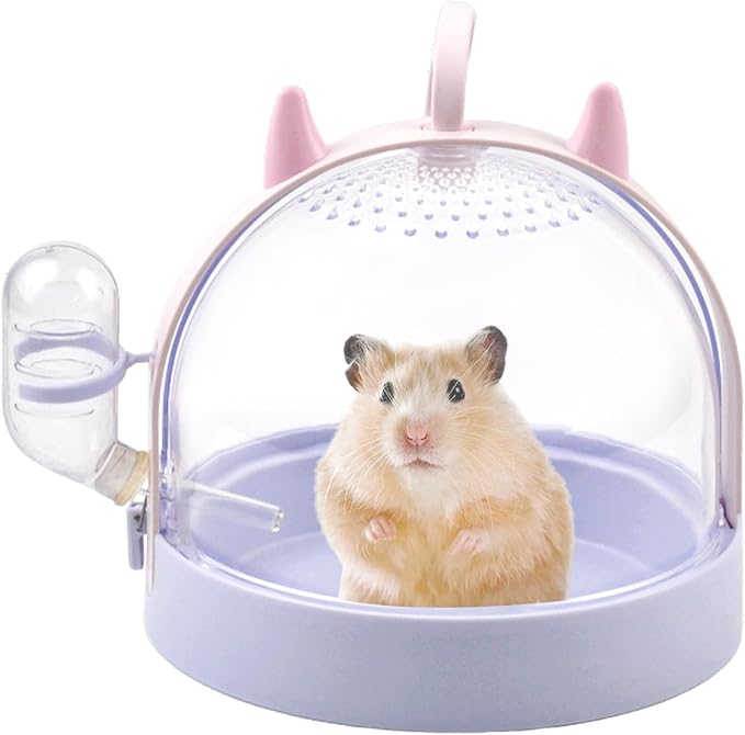MUYG Portable Hamster Cage with Water Bottle,Hamster Carrier Cage High Permeability Travel Carry Cage Case for Gerbils Mic...