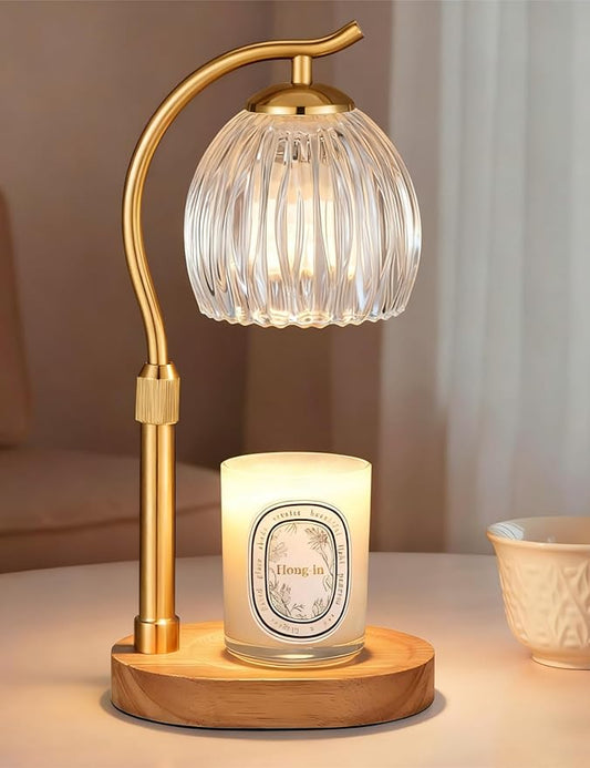 Candle Warmer Lamp with Timer & Dimmer, Adjustable Height Flower Wax Melt Warmer, Cozy Home Decor, House Warming Gifts,Vin...