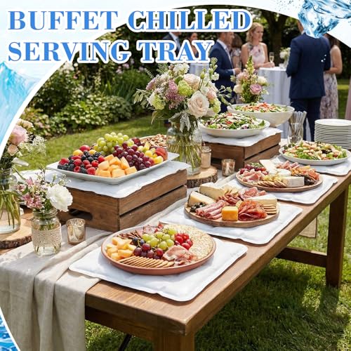 LemonRoad 6 Pcs Cooling Mat for Food Buffet Table, 9 x 9 Inches Reusable Freezable Ice Mat Cooling Serving Pads Chilled Se...