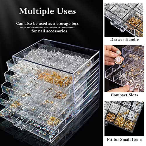 QIYUSHRY Earring Storage Box Acrylic Jewelry Storage Holder Ring Clear Plastic Transparent Jewelry Display Stand with 5 Dr...