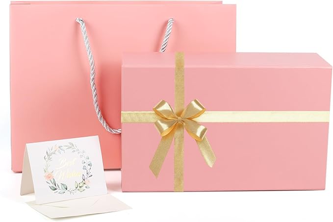 YEEHONG Pink Gift Box for Presents, 9.8x5.9x3.4'' Small Gift Boxes with Lids, Bridesmaid Gifts Boxes, Cute Box, Birthday G...