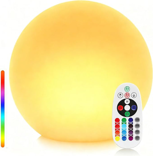 MIUWLXT 6-inch LED Light Ball,RGB Color Changing Night Light with Remote,Water Resistant,USB Rechargeable Mood Lamp for Ki...