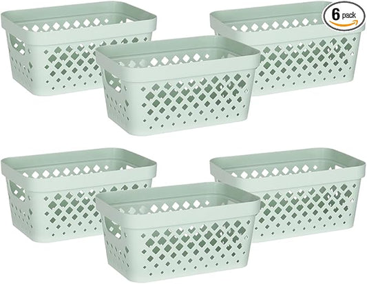 Glad Plastic Baskets for Organizing, Set of 6 | Pantry Storage for Under Counter, Linen Closet, and Bathroom | Nesting She...