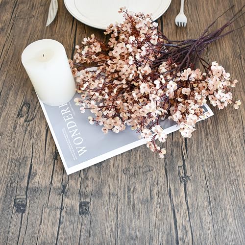 Mandy's Light Brown Artificial Baby’s Breath Flowers 6 Bundles Silk Gypsophila, 18.5 Inch European Style Modern Home Decor...