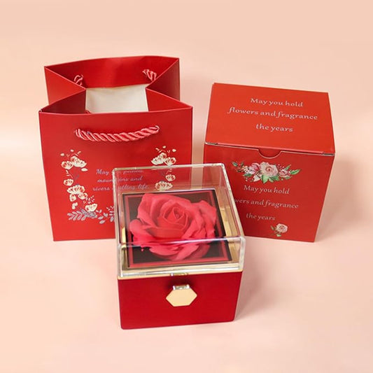 JYCMMFC Romantic Gifts for Her Rose Ring Box Jewelry Box Artificial Flowers Eternal Rose Box Anniversary Wedding Valentine...