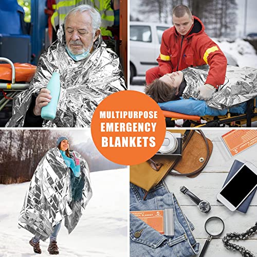 QIO CHUANG Emergency Mylar Thermal Blankets -Space Blanket Survival kit Camping Blanket (4-Pack). Perfect for Outdoors, Hi...