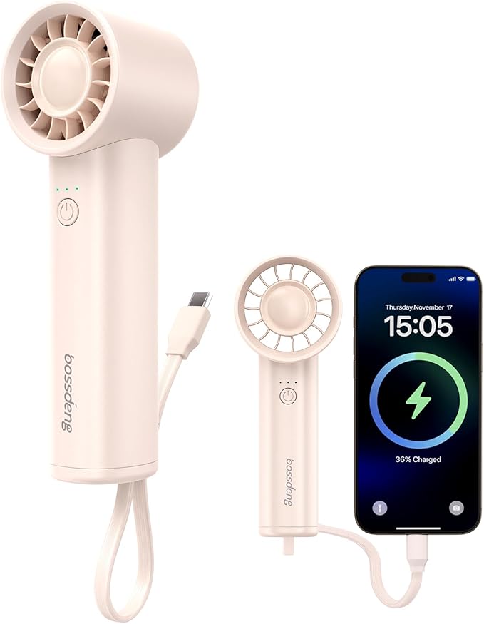 bossdeng Portable Handheld Fan with Power Bank(High-Speed),3 IN 1 USB Rechargeable Mini Personal Fan with Flashlight,Small...