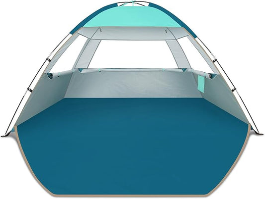 COMMOUDS Beach Tent Sun Shade for 3/4/6/8 Person, UPF 50+ Beach Sun Shelter Canopy Tent, Lightweight, Easy Set Up and Carry